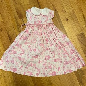 Baby girl smocked size 12 mos pink and white dress